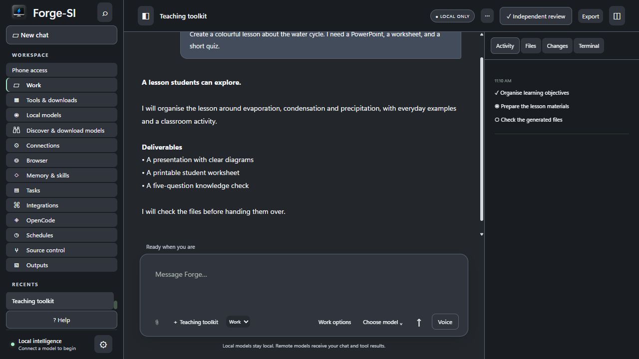 Forge Studio Intelligence: Turn ideas into useful files.